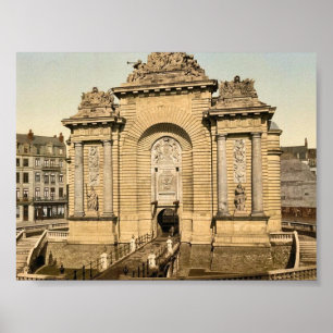 Affiche La porte de Paris, classique Photochrom de Lille,