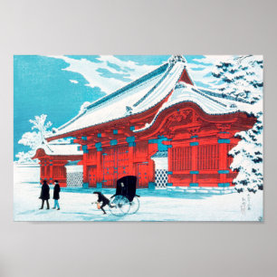 Affiche La porte rouge de Hongo en neige par Hiroaki Takah