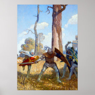 Affiche La pose de sir Lamorak, vers 1922 par N.C. Wyeth