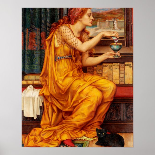 Affiche La Potion d'Amour - Peinture Evelyn De Morgan (Devant)