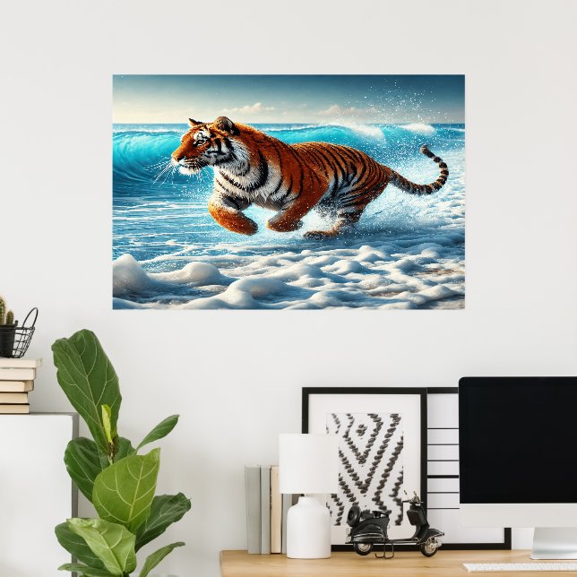 Affiche La poursuite sauvage de l'océan par Tiger (Bureau à domicile)