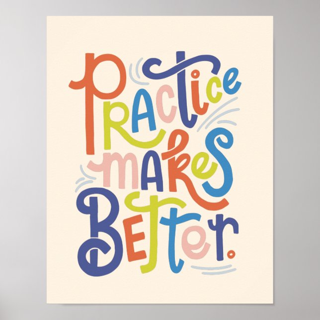 Affiche La pratique améliore l'affichage (Devant)