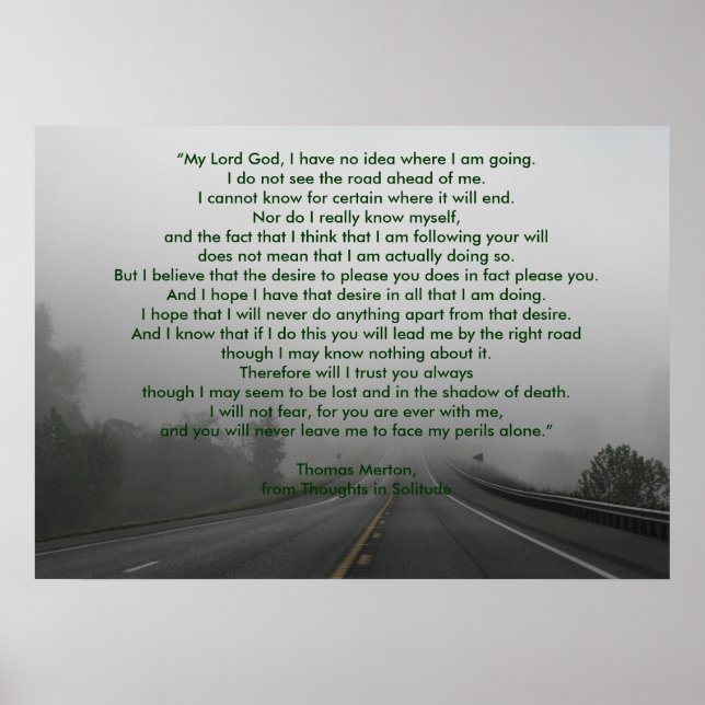 Affiche La prière de Thomas Merton sur les pensées dans la (Devant)