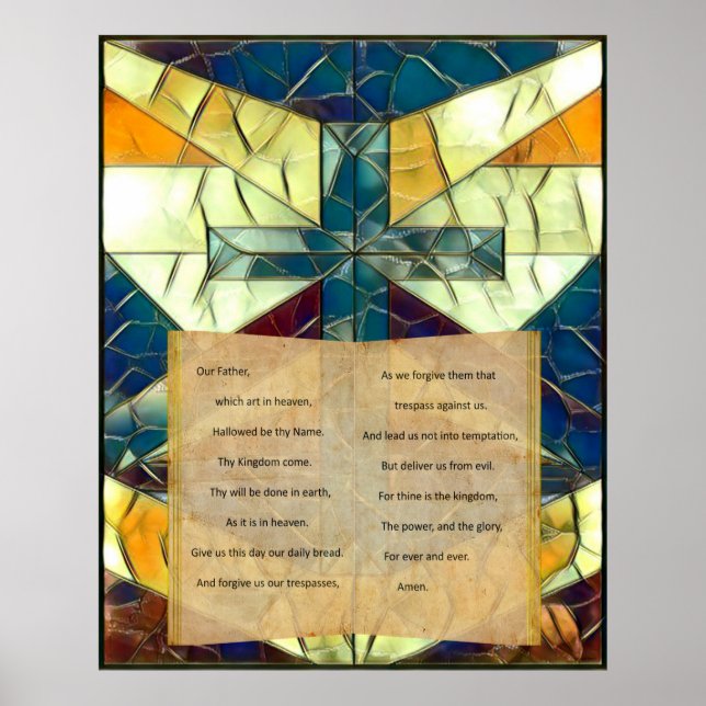 Affiche La prière du Seigneur en verre tendu (Devant)