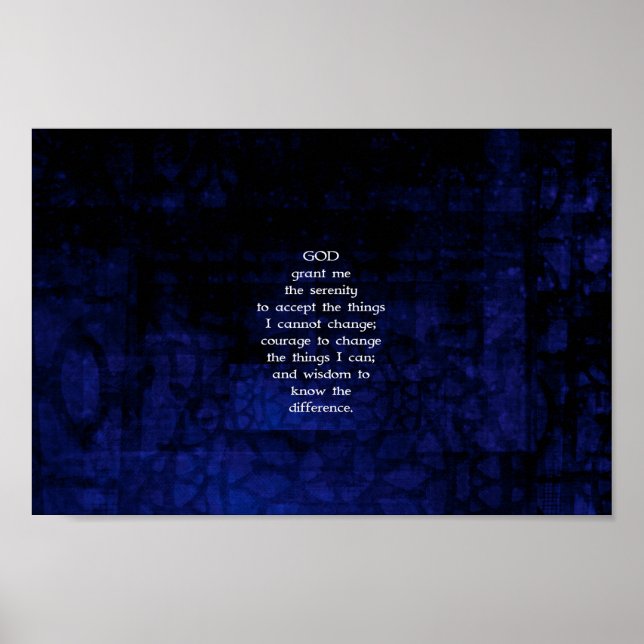 Affiche La Prière Sérénité Avec Arrière - plan Bleu (Devant)
