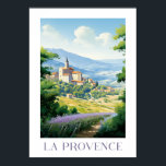 Affiche La provence - France - illustration<br><div class="desc">La Provence est une région du sud-est de la France située à la frontière de l'Italie et au bord de la mer Méditerranée. Elle est réputée pour ses paysages variés, des Alpes du Sud et des plaines de Camargue aux vignobles vallonnés et aux oliveraies en passant par les forêts de...</div>