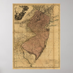Affiche La province de la carte de New Jersey (1777)