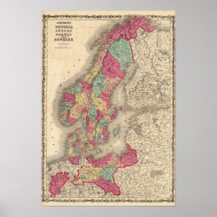 Affiche La Prusse Suède Norvège et Danemark