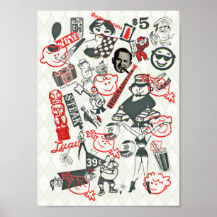 Affiche la publicité 60s dirige le collage -