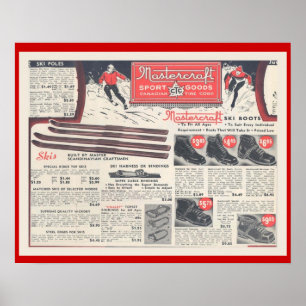 Affiche La publicité vintage, Skiwear et équipement de ski