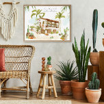 Affiche La Pura Vida | Trendy Retro Summer Mexico<br><div class="desc">Affiche boho tendance d'une hacienda mexicaine avec citation personnalisable. La culture festive du Mexique, sa beauté époustouflante et son hospitalité chaleureuse en font l’affiche idéale pour décorer votre maison. Les détails deviendront flous, mais les clichés resteront clairs. Il y avait des palmiers et des toits de tuiles rousses, des bâtiments...</div>