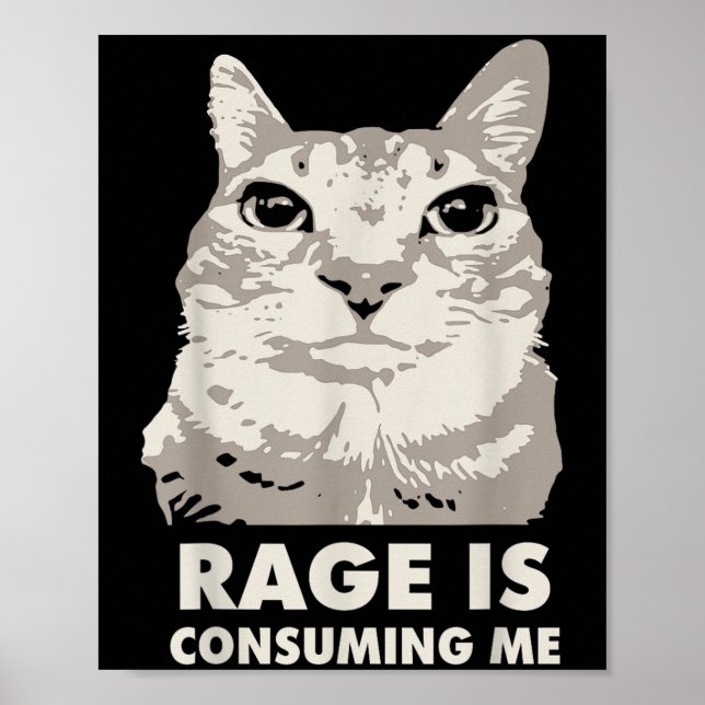 Affiche La rage me consomme Mème de chat en colère Sarcasm (Devant)