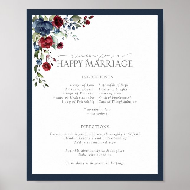 Affiche La recette bleu de la marine pour un mariage heure (Devant)