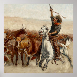 Affiche La Récolte d'Art Occidental par Frederic Remington