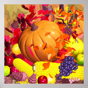 Affiche La récolte de l'automne de Thanksgiving
