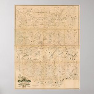 Affiche La région sauvage de New York. Carte 1879