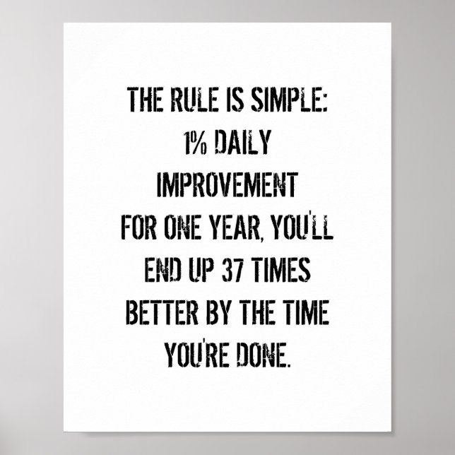 Affiche La règle des 1% est simple : Améliorez seulement 1 (Devant)