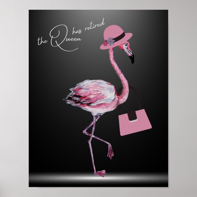 Affiche La Reine A Retraité Classy Chic Flamant rose Rose (Devant)