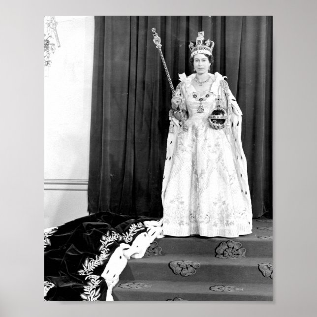 Affiche La reine Elizabeth II portait son couronnement (Devant)