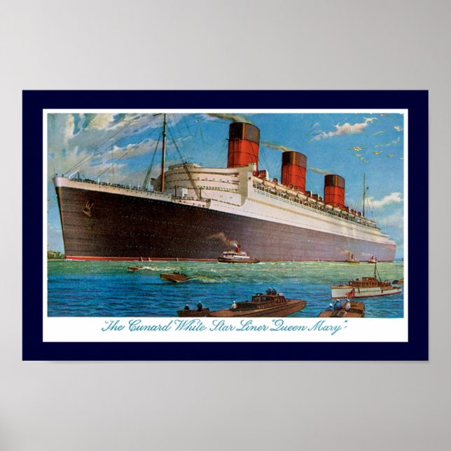 Affiche La reine Mary de Cunard White Star Line (Devant)