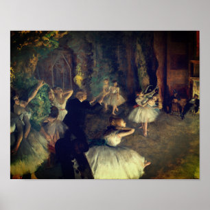 Affiche La répétition du ballet sur scène, par Degas :