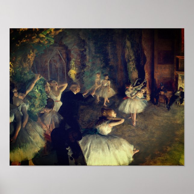 Affiche La répétition du ballet sur scène, par Degas : (Devant)