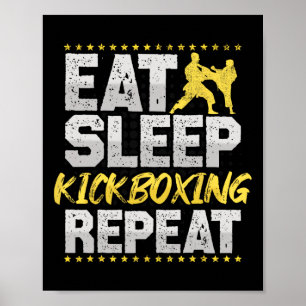 Affiche La répétition kickboxing arts martiaux rétro homme