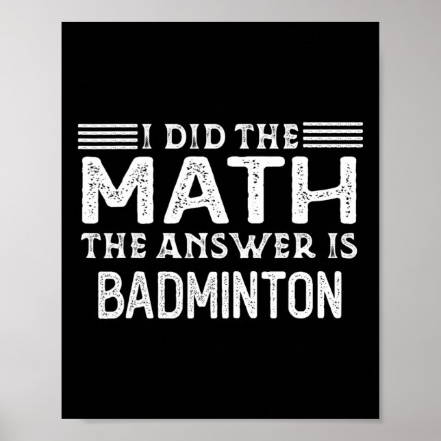 Affiche La Réponse Est Badminton Funny Math Enseignant (Devant)