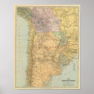 Affiche La république d'Argentine, Chili, Paraguay,