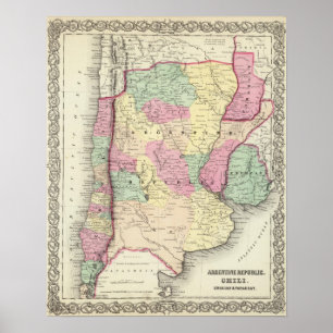 Affiche La république d'Argentine, piment, l'Uruguay et le