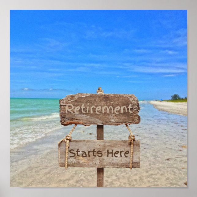 Affiche La retraite commence ici ! Plage de l'île de Sanib (Devant)
