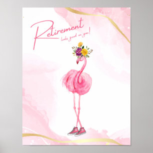 Affiche La retraite te va bien ! Flamant rose en Basket