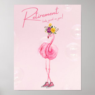 Affiche La retraite te va bien ! Flamant rose en Basket