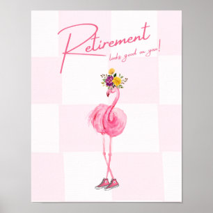 Affiche La retraite te va bien ! Flamant rose en Basket
