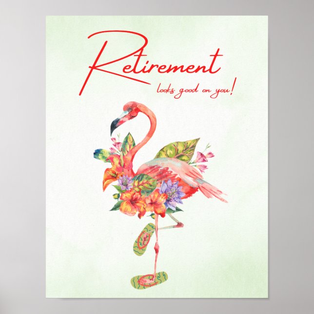 Affiche La retraite te va bien ! Flamant rose tropical (Devant)