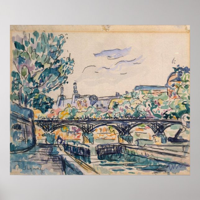 Affiche La rive de la Seine près du Pont des Arts (Devant)