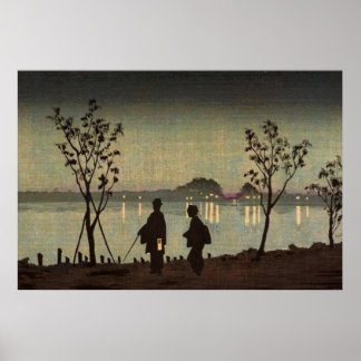 Affiche La rivière Sumida la nuit 