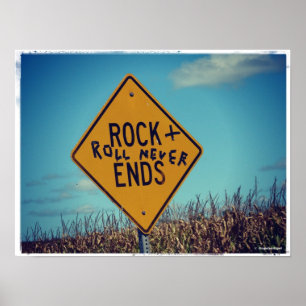 Affiche La roche finit le panneau routier Graffitti, rock
