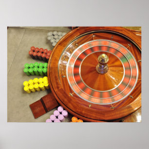 Affiche la rotation de roue de roulette de casino tournent