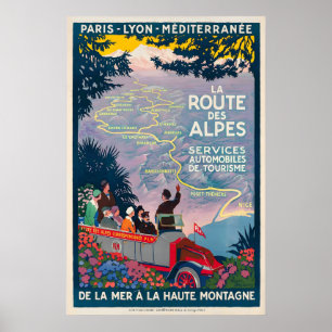 Affiche La route des Alpes Services de tourisme automobile