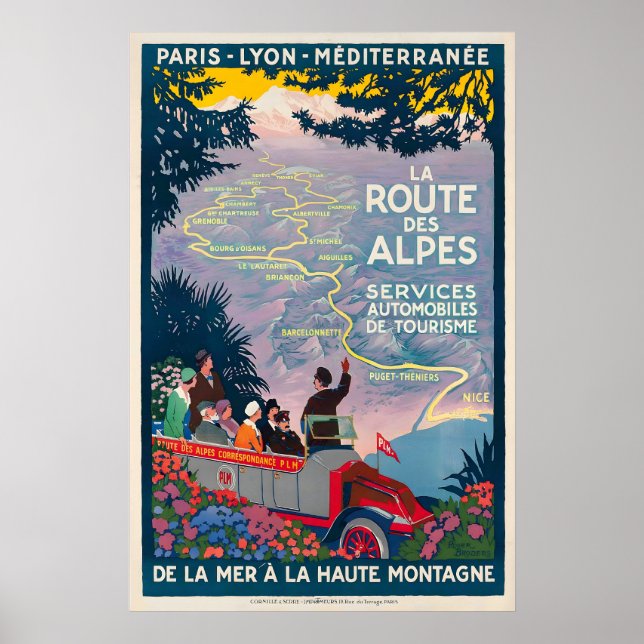 Affiche La route des Alpes Services de tourisme automobile (Devant)