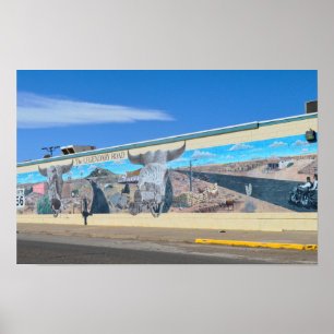 Affiche "La Route Légendaire Murale, Route 66, Tucumcari