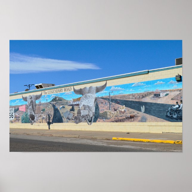 Affiche "La Route Légendaire Murale, Route 66, Tucumcari (Devant)