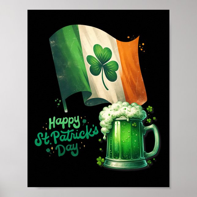 Affiche La Saint-Patrick Bière Irlandaise Drapeau Irlande  (Devant)