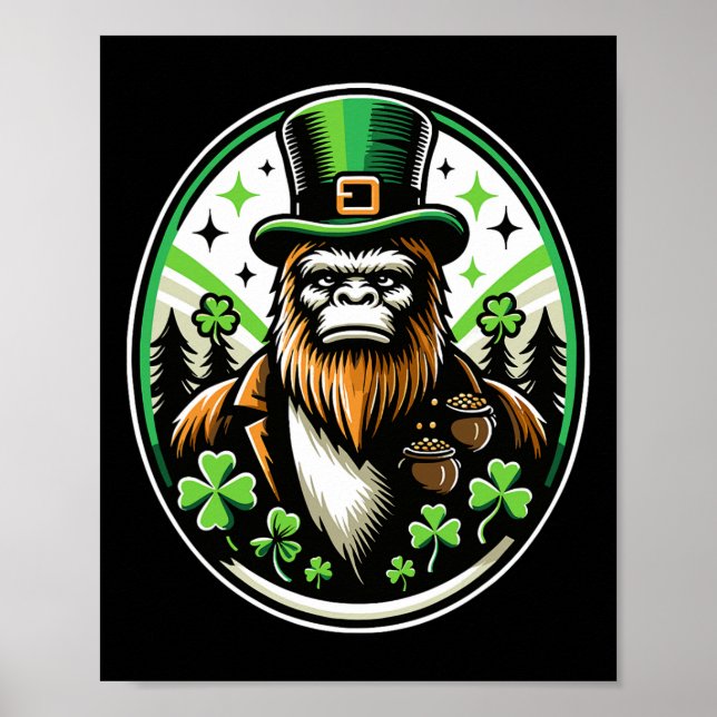 Affiche La Saint-Patrick Bigfoot Leprechaun Sasquatch Iris (Devant)