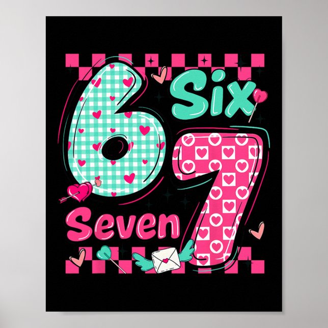 Affiche La Saint-Valentin 6 7 Six Sept Cœurs Préppy Couple (Devant)