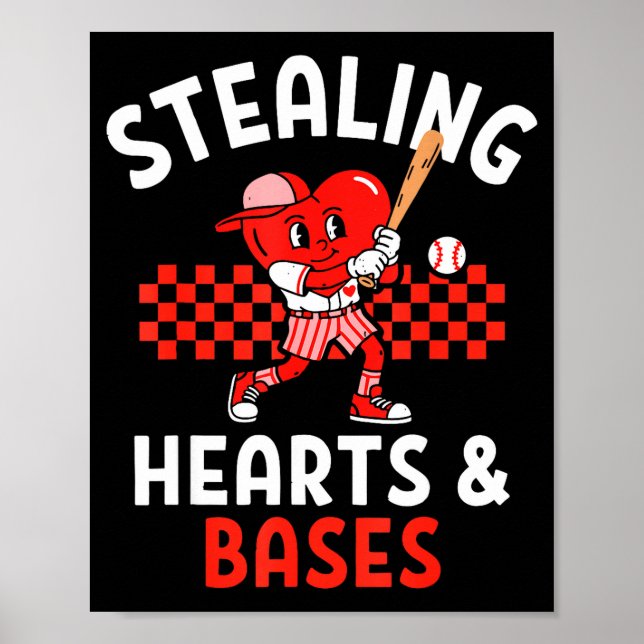 Affiche La Saint-Valentin Baseball Garçons Voler des cœurs (Devant)