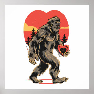 Affiche la Saint-Valentin coeur de Bigfoot