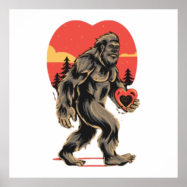 Affiche la Saint-Valentin coeur de Bigfoot (Devant)