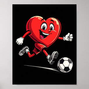 Affiche La Saint-Valentin Cœur Jouant Au Football Pour Les